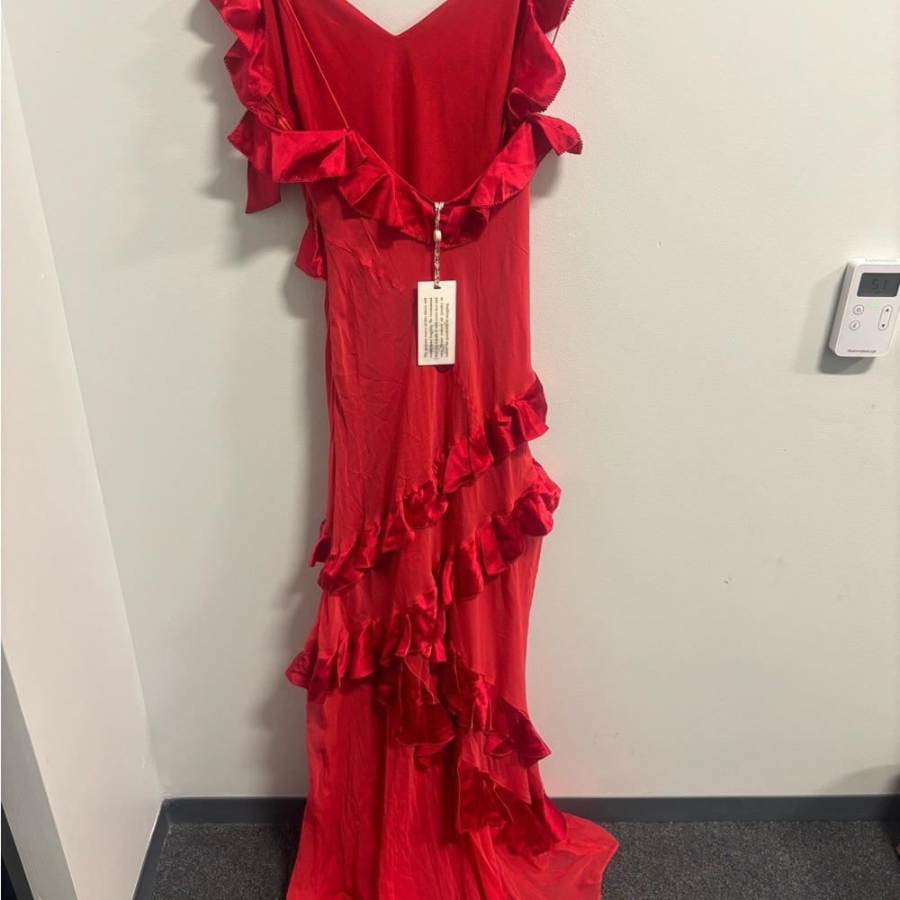 LoveShackFancy Rialto Red Silk Bow Gown Maxi‎ Prom Dress Size 8/M - Picture 8 of 8